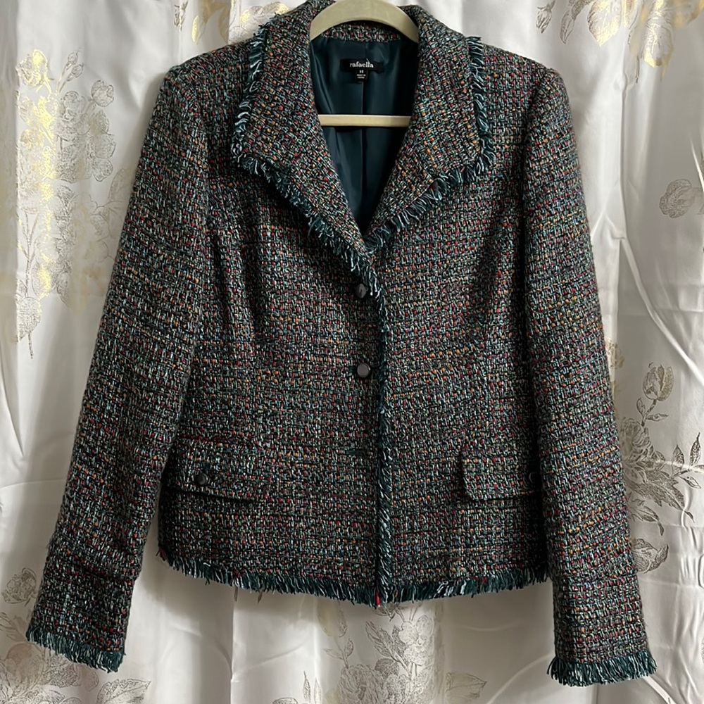 Wool blend multicolor blazer woman’s 14
